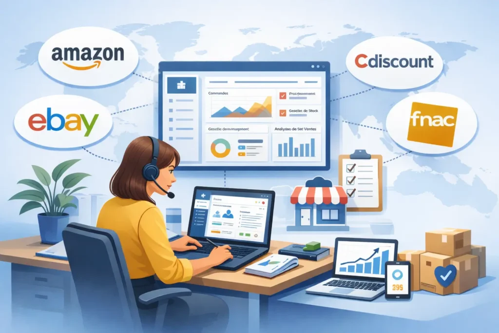 Image représentant une agence marketplace qui gère les comptes vendeurs de ses clients.