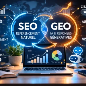 Image représentant la mise en place d'une stratégie hybride SEO / GEO