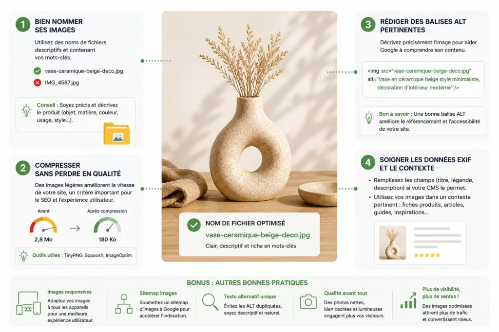 Image illustrant les gains en terme de SEO des photos de produits.